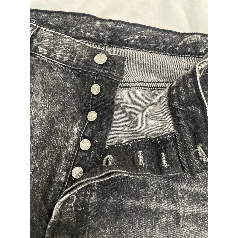 Levi's 501 CT Acid Wash Jeans 40x32 Black Button Fly Grunge Tapered